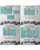 Dekoratif Kanvas Tablo Dünya Haritası Mavi Zemin 1032