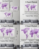 Dünya Haritası Mor Renkli Dekoratif Kanvas Tablo 1044
