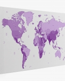 Dünya Haritası Mor Renkli Dekoratif Kanvas Tablo 1044