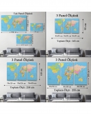 Dünya Haritası Meridyenli Dekoratif Kanvas Tablo 1068