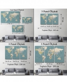 Dünya Haritası Meridyenli Dekoratif Kanvas Tablo 1070