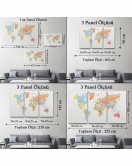 Dünya Haritası Dekoratif Kanvas Tablo 1100