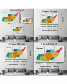 Adıyaman İli ve İlçeler Haritası Dekoratif Kanvas Tablo 1251
