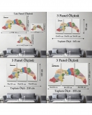 Antalya İli ve İlçeler Haritası Dekoratif Kanvas Tablo 1268