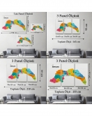 Antalya İli ve İlçeler Haritası Dekoratif Kanvas Tablo 1269
