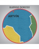 Artvin İli ve İlçeler Haritası Dekoratif Kanvas Tablo 1274