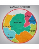 Aydın İli ve İlçeler Haritası Dekoratif Kanvas Tablo 1276