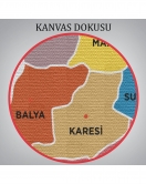 Balıkesir İli ve İlçeler Haritası Dekoratif Kanvas Tablo 1280