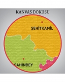 Gaziantep İli ve İlçeler Haritası Dekoratif Kanvas Tablo 1342