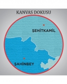 Gaziantep İli ve İlçeler Haritası Dekoratif Kanvas Tablo 1344