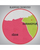 Iğdır İli ve İlçeler Haritası Dekoratif Kanvas Tablo 1357