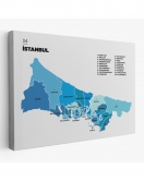 İstanbul İli ve İlçeler Haritası Dekoratif Kanvas Tablo 1366