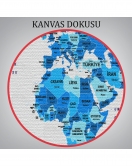 Türkçe Dünya Haritası Dekoratif Kanvas Tablo Ülke ve Başkentli 1500