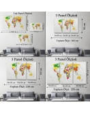 Dünya Haritası Dekoratif Kanvas Tablo Ülke ve Başkentli 1513