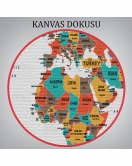 Dünya Haritası Dekoratif Kanvas Tablo Ülke ve Başkentli 1517