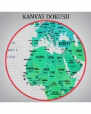 Dünya Haritası Dekoratif Kanvas Tablo Ülke ve Başkentli 1563