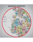 Dünya Haritası Dekoratif Kanvas Tablo Son Derece Detaylı ve Eğitici 1587