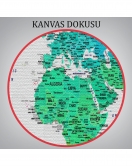 Dünya Haritası Dekoratif Kanvas Tablo Son Derece Detaylı ve Eğitici 1602