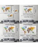 Türkçe Dünya Haritası Dekoratif Kanvas Tablo Son Derece Detaylı 1611