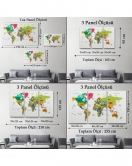 Türkçe Dünya Haritası Dekoratif Kanvas Tablo Son Derece Detaylı 1629