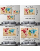 Ahşap Görünümlü Dünya Haritası Ayrıntılı ve Dekoratif Kanvas Tablo 1812