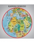 Türkçe Dünya Haritası Kanvas Tablo Son Derece Detaylı ve Dekoratif-1991