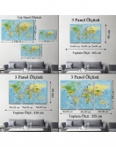 Türkçe Dünya Haritası Kanvas Tablo Son Derece Detaylı ve Dekoratif-1991
