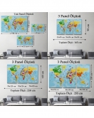 Türkçe Dünya Haritası Kanvas Tablo Son Derece Detaylı ve Dekoratif-1995