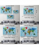 Dünya Haritası Kanvas Tablo Çok Ayrıntılı Dekoratif ve Okyanuslu2037