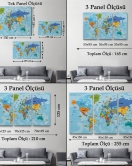 Türkçe Dünya Haritası Kanvas Tablo Son Derece Detaylı ve Dekoratif-2040