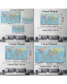 Dünya Haritası Kanvas Tablo Çok Ayrıntılı Dekoratif ve Okyanuslu 2161