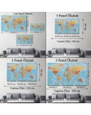 Dünya Haritası Kanvas Tablo Çok Ayrıntılı Dekoratif ve Okyanuslu 2163