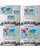 Dünya Haritası Kanvas Tablo Çok Ayrıntılı Dekoratif ve Okyanuslu 2181