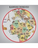 Türkçe Dünya Haritası Dekoratif Kanvas Tablo Ülke-Başkentli Öğretici ve Sembollü 2312