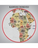 Türkçe Dünya Haritası Kanvas Tablo Ülke Bayraklı ve Dekoratif 2380