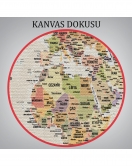 Türkçe Dünya Haritası Ayrıntılı Eğitici-Öğretici Okyanuslu Dekoratif Kanvas Tablo 2530