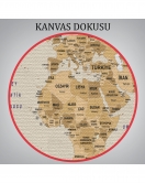 Türkçe Dünya Haritası Kanvas Tablo Ülke Başkent Detaylı ve Dekoratif 2618