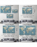 Dünya Haritası Kanvas Tablo Ülke Başkentli ve Okyanus Detaylı Tablo 2743