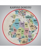 Türkçe Dünya Haritası Kanvas Tablo Ülke Başkentli ve Okyanus Detaylı Tablo 2748