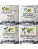 Dünya Haritası Ayrıntılı Eğitici Sembollü Bayraklı Dekoratif Tablo2869