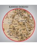 Ahşap Görünümlü Türkçe Dünya Haritası Sembollü Eğitici Kanvas Tablo 2945