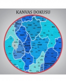 Türkiye Haritası Kanvas Tablo İl ve İlçeli Ayrıntılı Eğitici Komşulu Tablo 3002