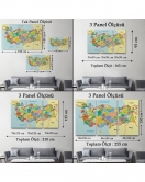 Türkiye Haritası Kanvas Tablo İl ve İlçeli Ayrıntılı Eğitici Komşulu Tablo 3006