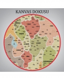 Türkiye Haritası Kanvas Tablo İl ve İlçeli Ayrıntılı Eğitici Komşulu Tablo 3017