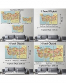 Türkiye Haritası Kanvas Tablo İl ve İlçeli Ayrıntılı Eğitici Komşulu Tablo 3017