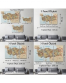 Türkiye Haritası Kanvas Tablo İl ve İlçeli Ayrıntılı Eğitici Komşulu Tablo 3022