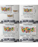 Türkiye Haritası Kanvas Tablo İl ve İlçeli Ayrıntılı Eğitici Komşulu Tablo 3023