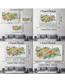 Türkiye Haritası Kanvas Tablo İl ve İlçeli Ayrıntılı Eğitici Dekoratif Tablo 3040