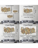 Türkiye Haritası Kanvas Tablo İl ve İlçeli Ayrıntılı Eğitici Dekoratif Tablo 3050