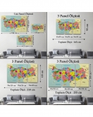 Türkiye Haritası Kanvas Tablo Sınır Komşulu Eğitici Dekoratif Tablo 3080
